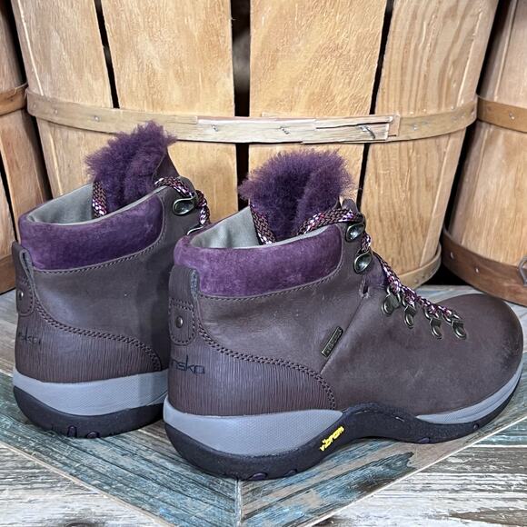 Dansko Chelsey Brown Leather Sheepskin Waterproof Winter Hiking Boot Women EU 37 - Picture 5 of 10